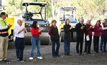 Claudia Sheinbaum entrega tercera etapa de trenes de pavimentación en Edomex