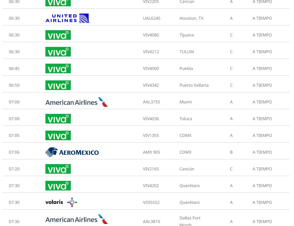 Este es el estatus de los vuelos en el Aeropuerto Internacional de Monterrey
