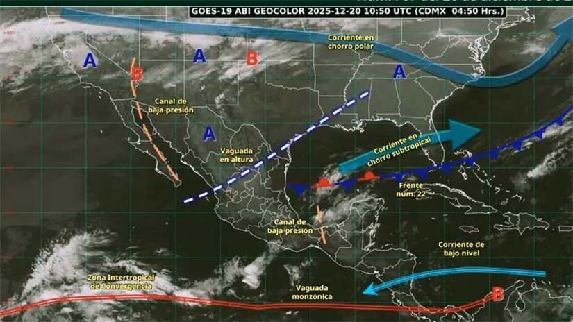 El frente frío número 22 continúa activo en el país, pero sin impacto directo en Baja California Sur, donde se mantiene el tiempo seco y estable. Foto: Subsecretaría de Protección Civil BCS 