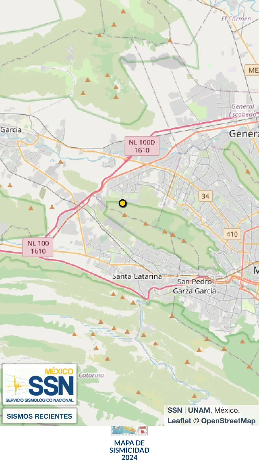 U Ubicación del sismo. Foto: PCNL.